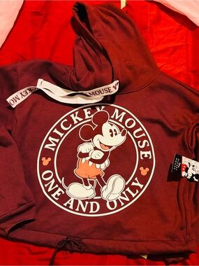 Disney Maroon Mickey Mouse Pullover Hoodie